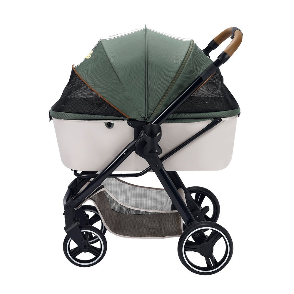 Retro Luxe Folding Pet Stroller for Pets up to 30kg - Soft Sage - House Of Pets Delight (HOPD)