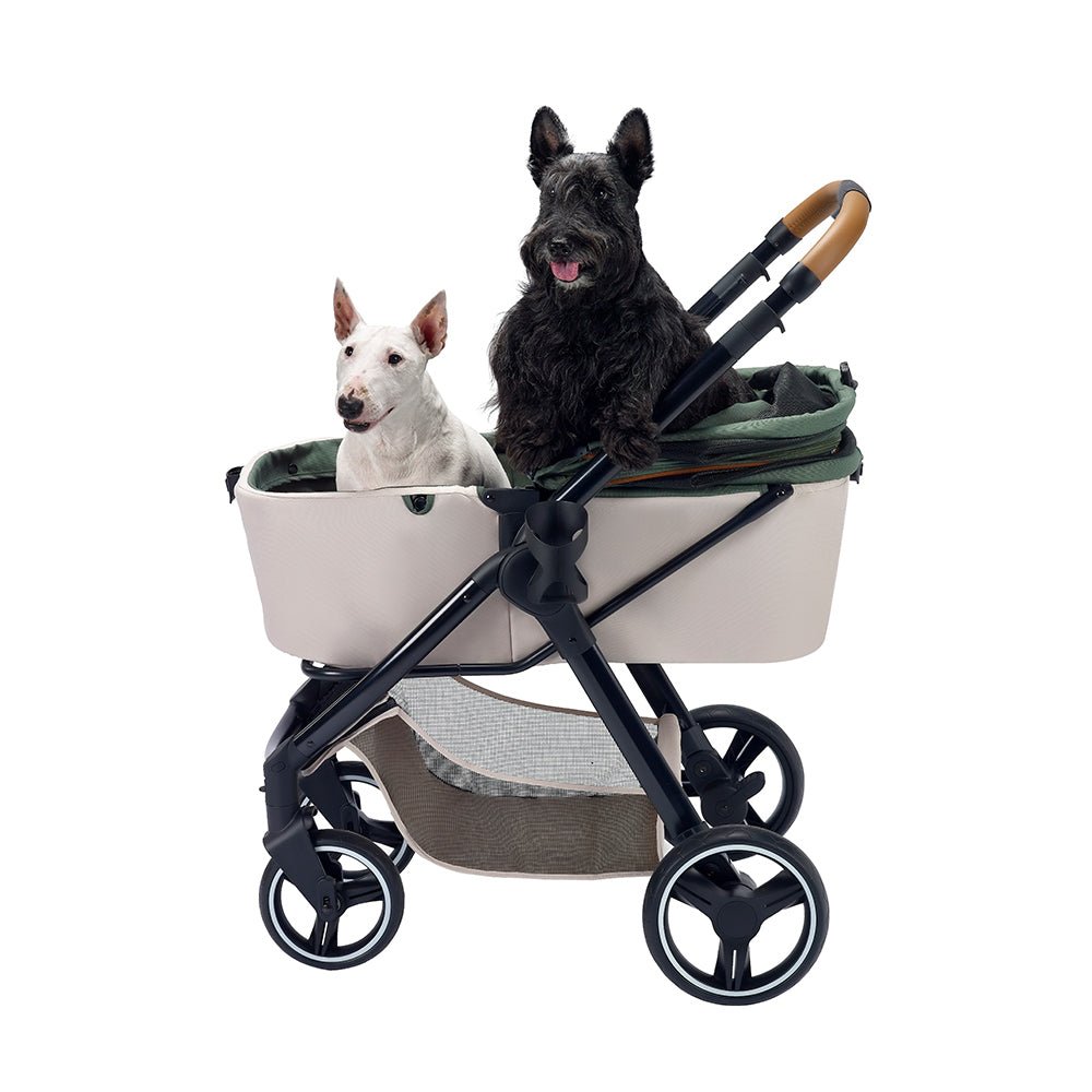 Retro Luxe Folding Pet Stroller for Pets up to 30kg - Soft Sage - House Of Pets Delight (HOPD)