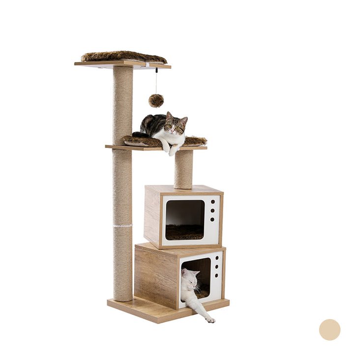 Retro TV Wooden Cat Tower - House Of Pets Delight (HOPD)