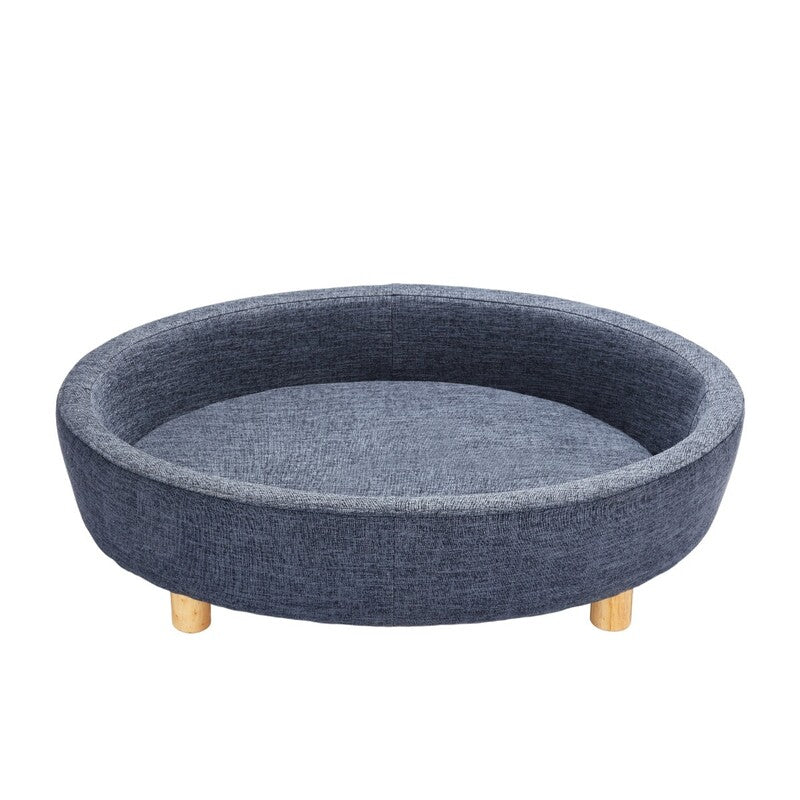 Round Raised Pet Linen Fabric Sofa - House Of Pets Delight (HOPD)