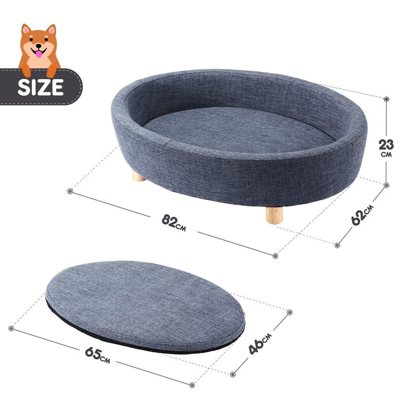 Round Raised Pet Linen Fabric Sofa - House Of Pets Delight (HOPD)