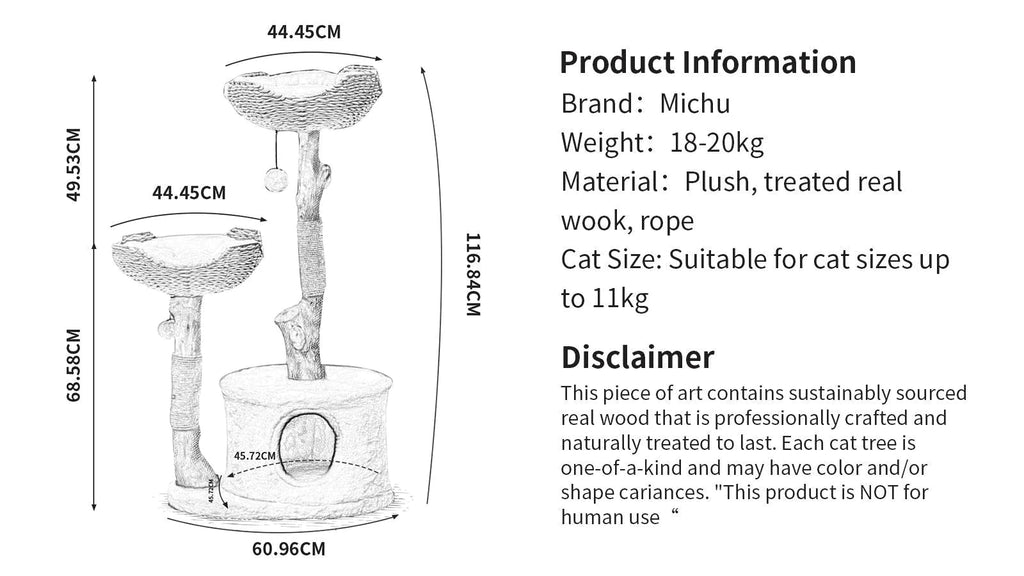 Selected Real Wood Cat Tree - Large - House Of Pets Delight (HOPD)