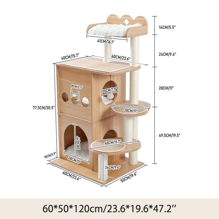 Sky Castle Wooden Luxury Cat Tree - House Of Pets Delight (HOPD)