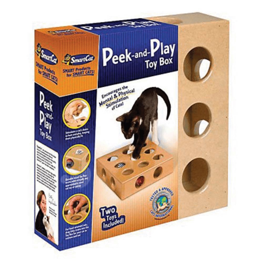 Smart Cat Original Peek - and - Play Interactive Cat Toy Box with Bonus Toys - House Of Pets Delight (HOPD)