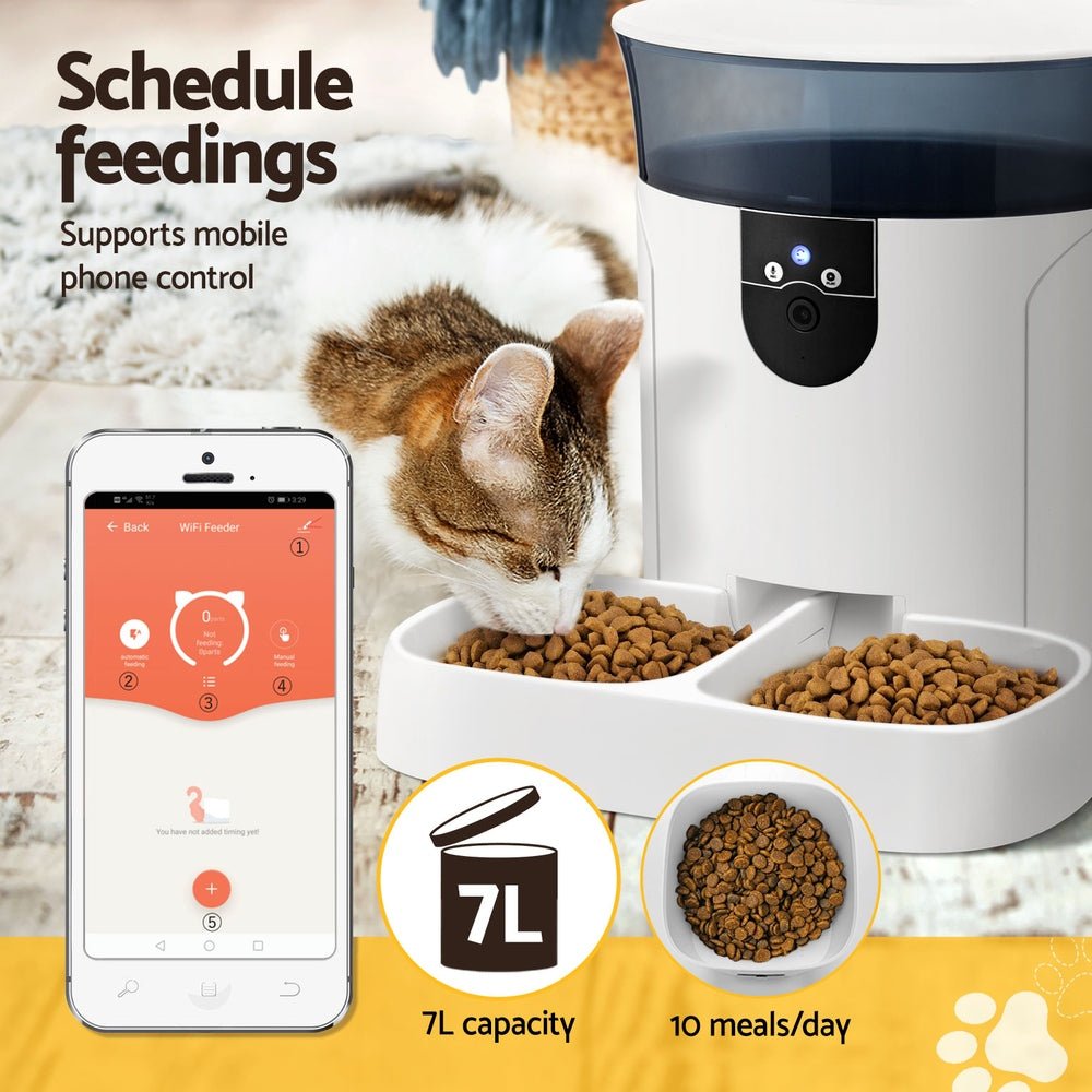 Smart Wifi Pet Automatic Pet Feeder Dispenser 7L - Wifi + Camera - House Of Pets Delight (HOPD)