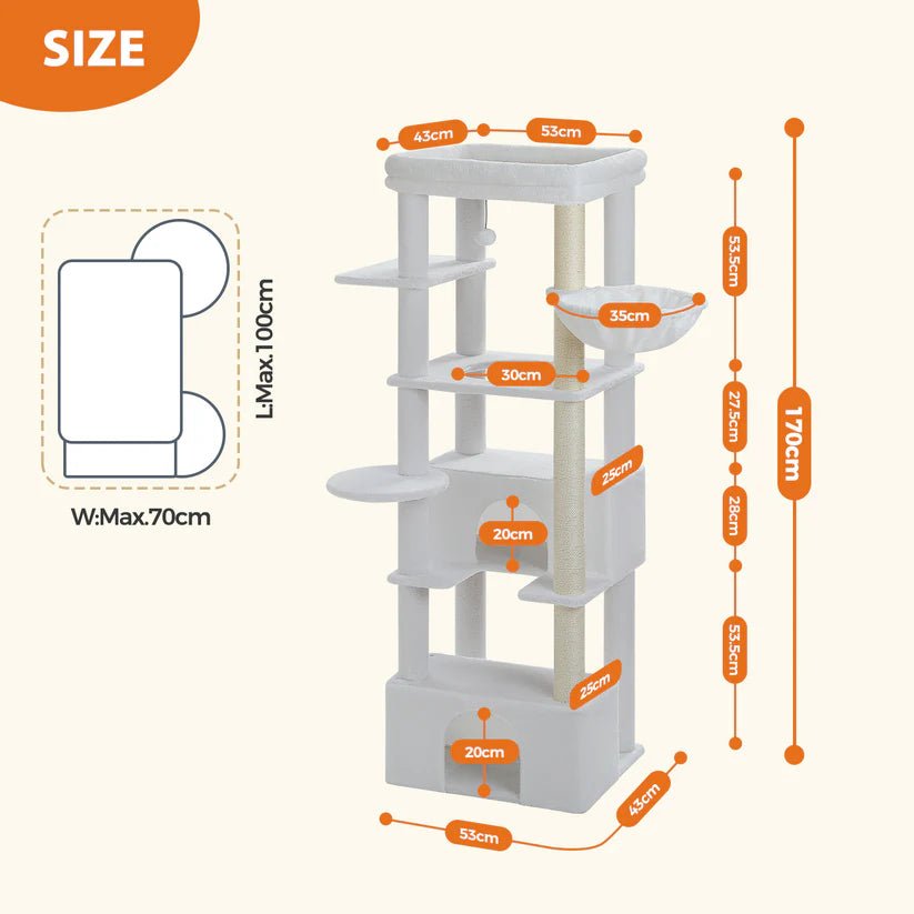 Snow Flake - 170cm Cat Tree Tower Condo - House Of Pets Delight (HOPD)