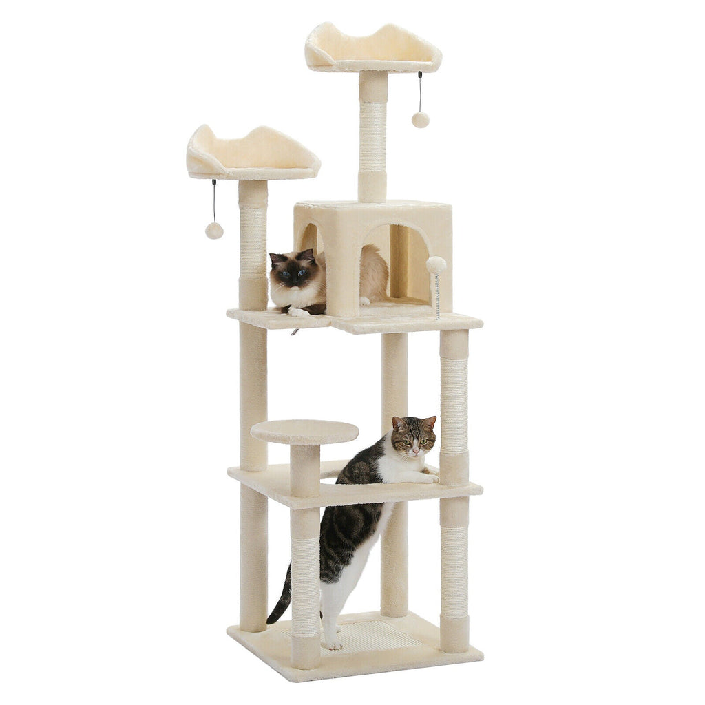 Soft Plush 160cm Cat Scratch Post in Cream - House Of Pets Delight (HOPD)