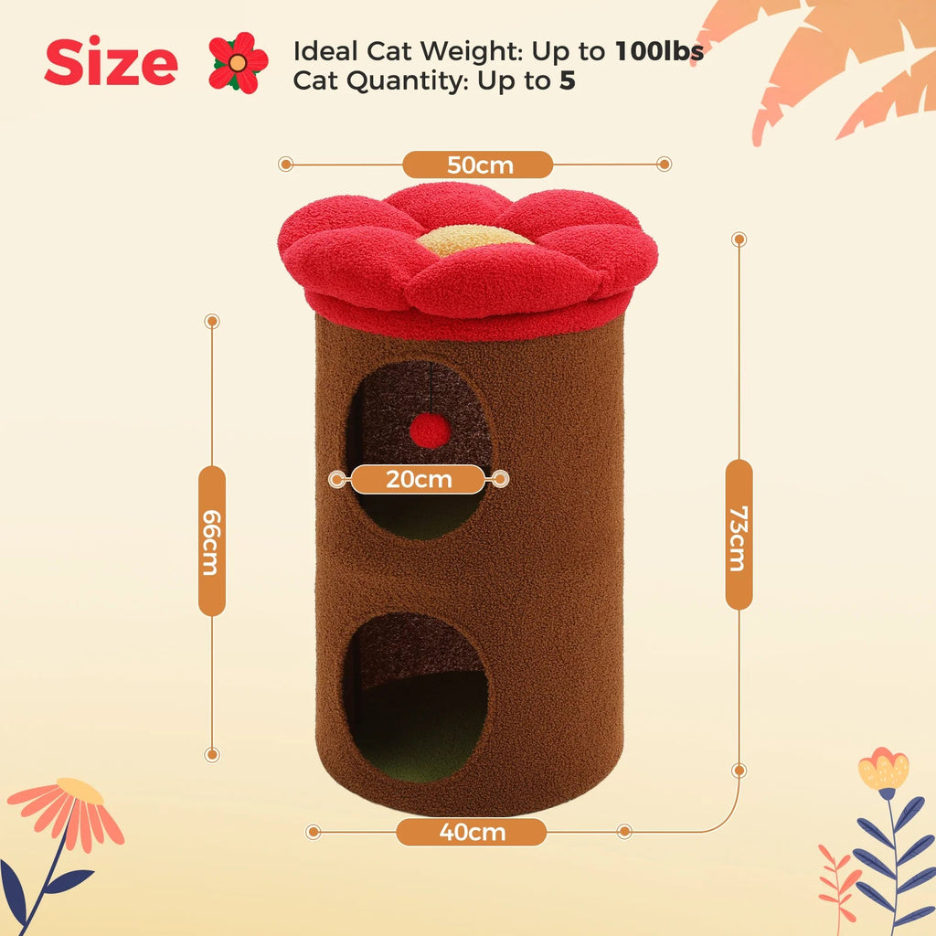 The 2 Level Flower Pet House - Brown - House Of Pets Delight (HOPD)