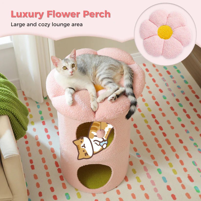 The 2 Level Flower Pet House - Pink - House Of Pets Delight (HOPD)