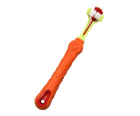 Three - Head Multi - Angle Dog Cat Toothbrush - Orange - House Of Pets Delight (HOPD)