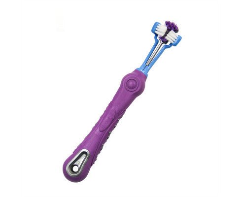 Three - Head Multi - Angle Dog Cat Toothbrush - Purple - House Of Pets Delight (HOPD)