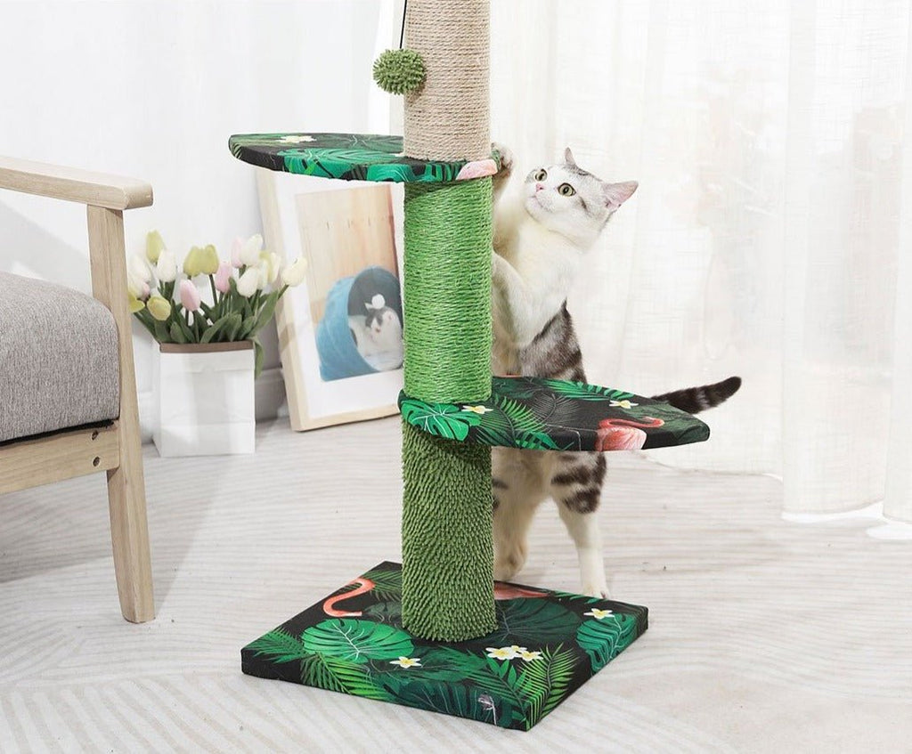 Tropical Cat Scratching Post Tower - House Of Pets Delight (HOPD)