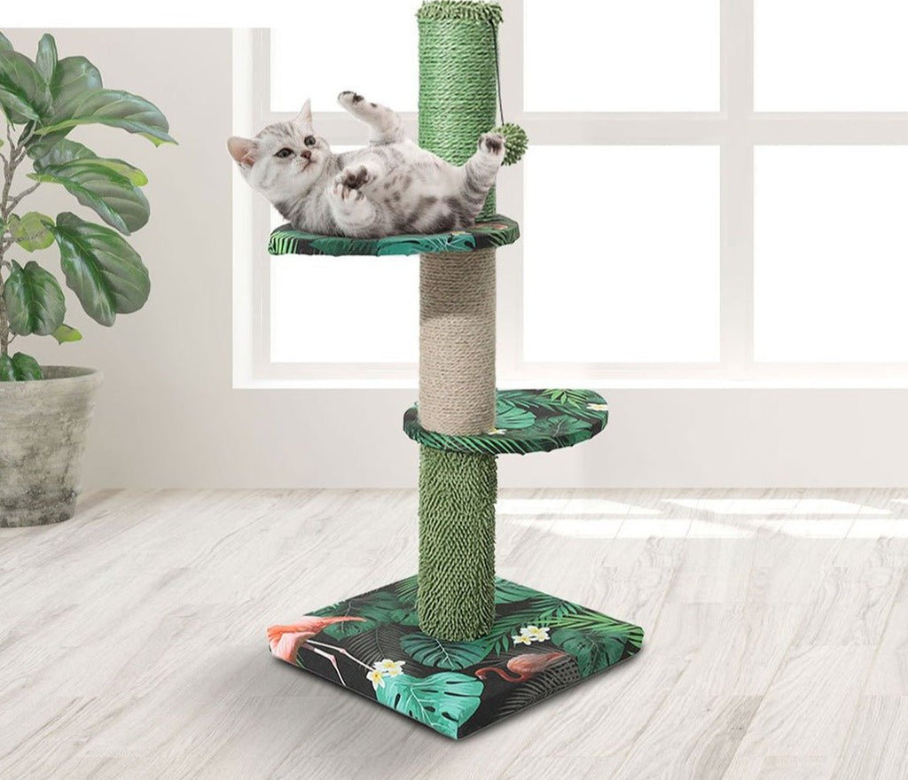 Tropical Cat Scratching Post Tower - House Of Pets Delight (HOPD)