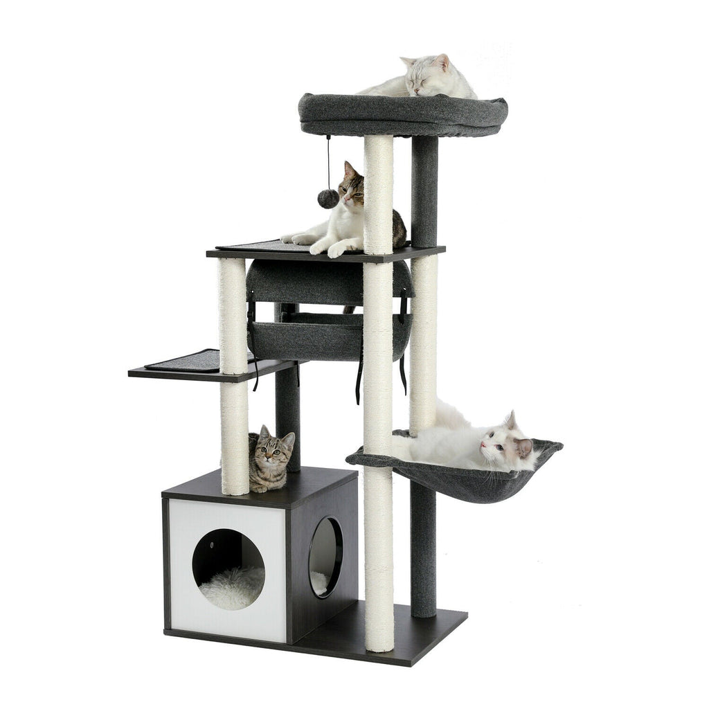 Tunnel Modern Cat Tree in Black - House Of Pets Delight (HOPD)