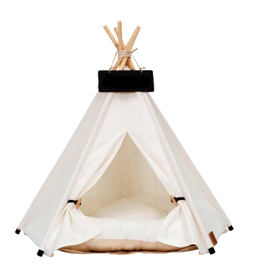 White Teepee With Cushion - House Of Pets Delight (HOPD)