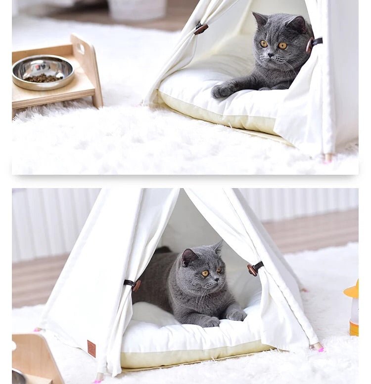 White Teepee With Cushion - House Of Pets Delight (HOPD)