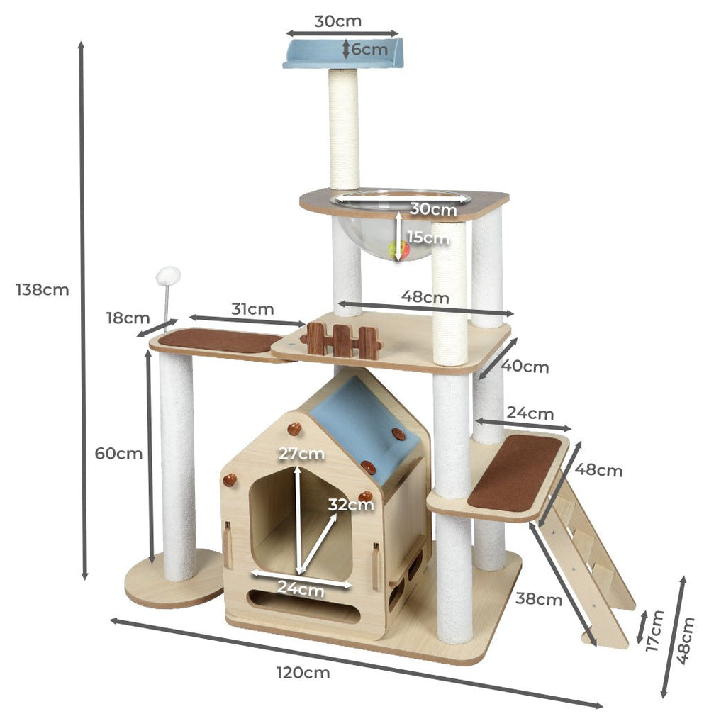 Windmill Wood Cat Condo House 138cm - House Of Pets Delight (HOPD)