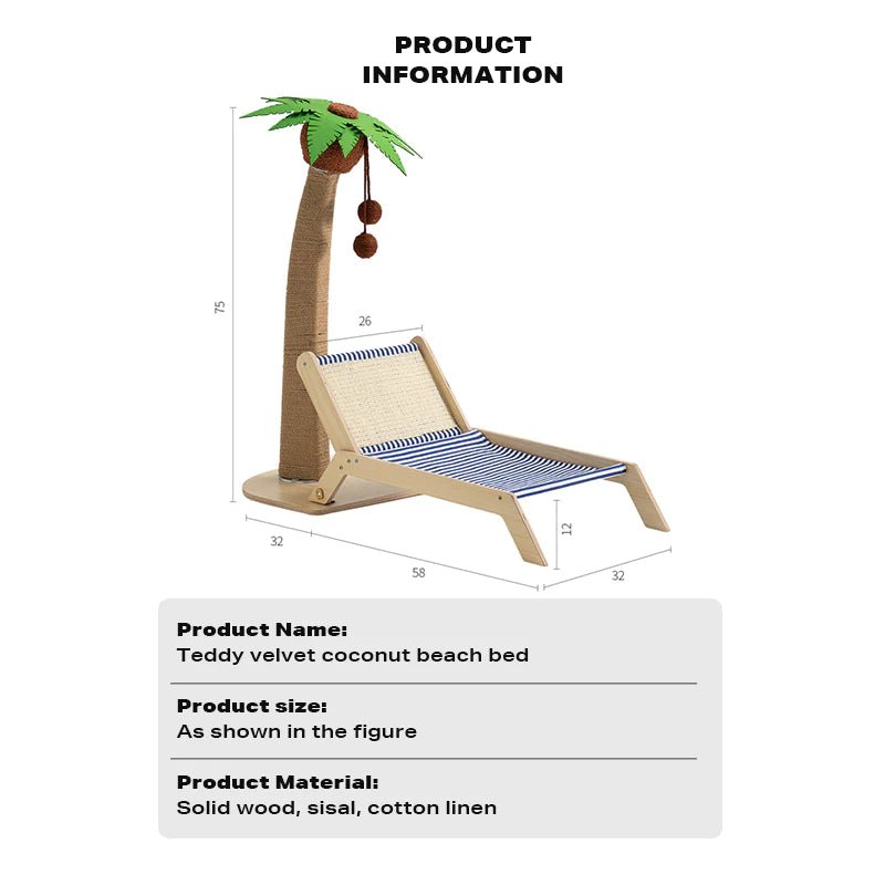 Wooden Coconut Tree Cat Lounge Chair - House Of Pets Delight (HOPD)