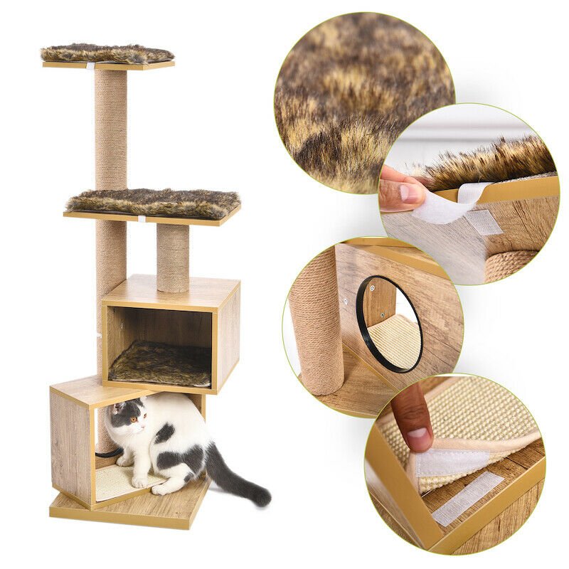 Wooden Condo Stacker Cat Tree House - House Of Pets Delight (HOPD)