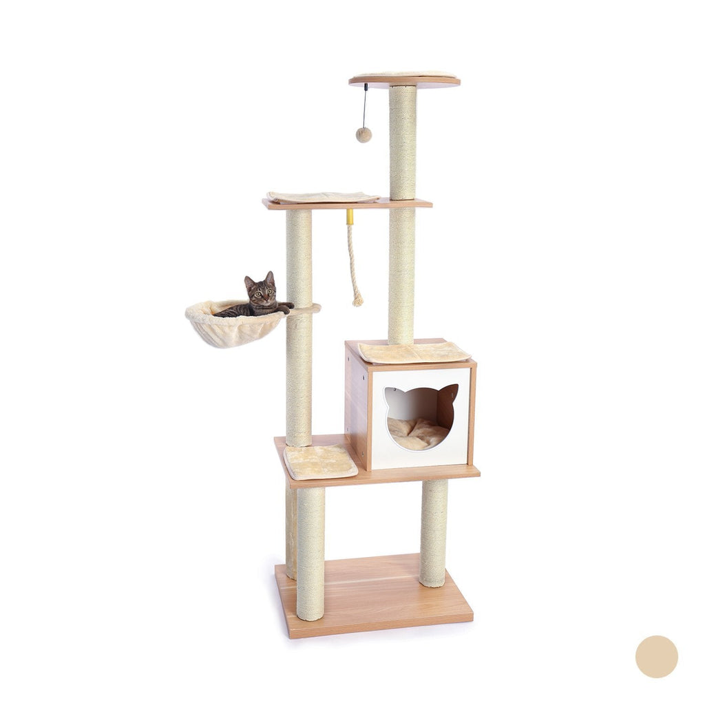 Wooden Large Hammock Cat Tree in Beige - House Of Pets Delight (HOPD)