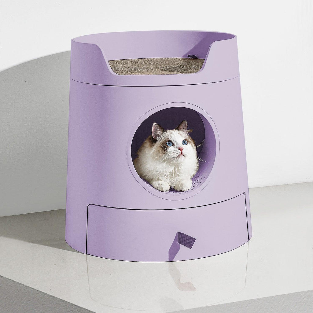 XL Castle 2 in 1 Front - Entry Cat Litter Box with Scratch Basin - Lilac - House Of Pets Delight (HOPD)