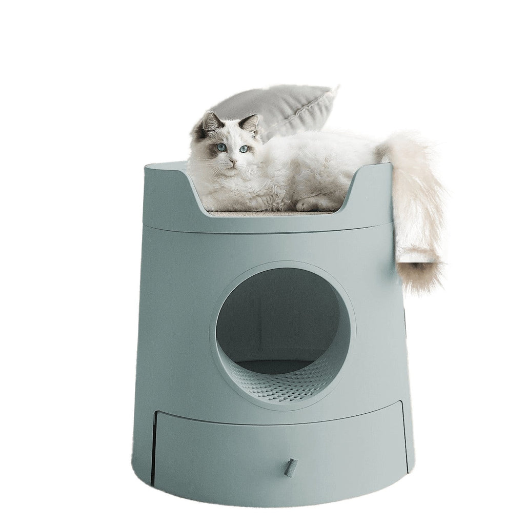 XL Castle 2 in 1 Front - Entry Cat Litter Box with Scratch Basin - Morandi Green - House Of Pets Delight (HOPD)