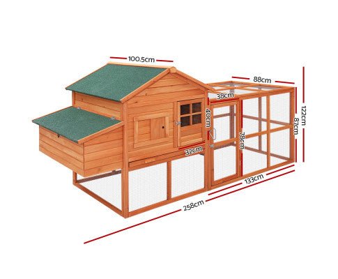 XL Pet Chicken Rabbit Hutch with Large Run - House Of Pets Delight (HOPD)